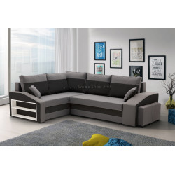 Диван угловой Magnifico Meble Grande Left Shelf/Right Puffs Bonell Mikrofaza 27/Mikrofaza 15 Left (Grey/Black)