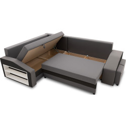 Диван угловой Magnifico Meble Grande Left Shelf/Right Puffs Bonell Mikrofaza 27/Mikrofaza 15 Left (Grey/Black) Thumb