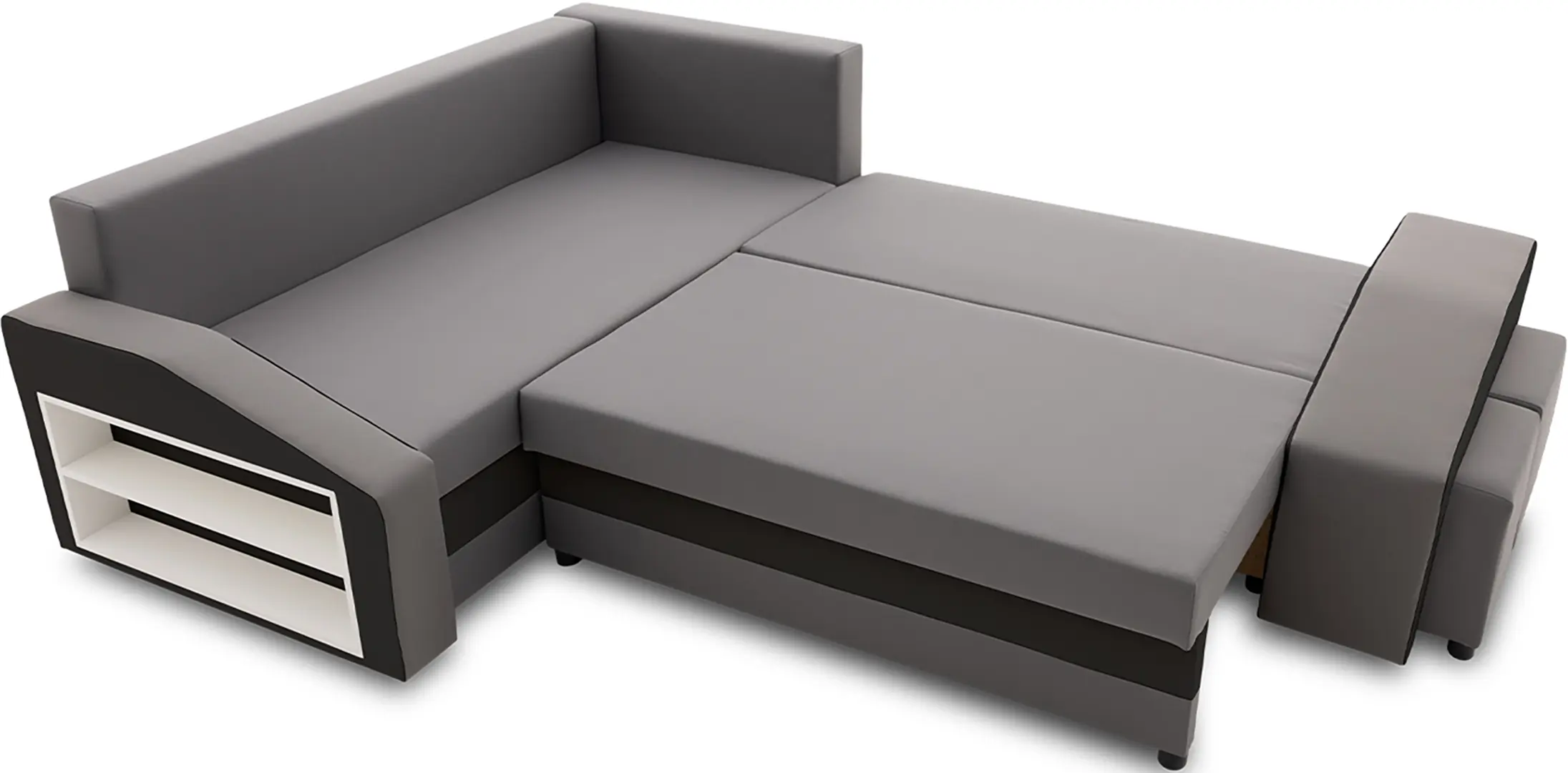 Диван угловой Magnifico Meble Grande Left Shelf/Right Puffs Bonell Mikrofaza 27/Mikrofaza 15 Left (Grey/Black) - 5