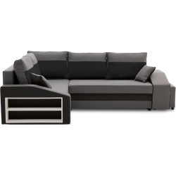 Диван угловой Magnifico Meble Grande Left Shelf/Right Puffs Bonell Mikrofaza 27/Mikrofaza 15 Right (Grey/Black) Thumb