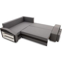 Диван угловой Magnifico Meble Grande Left Shelf/Right Puffs Bonell Mikrofaza 27/Mikrofaza 15 Right (Grey/Black) Thumb