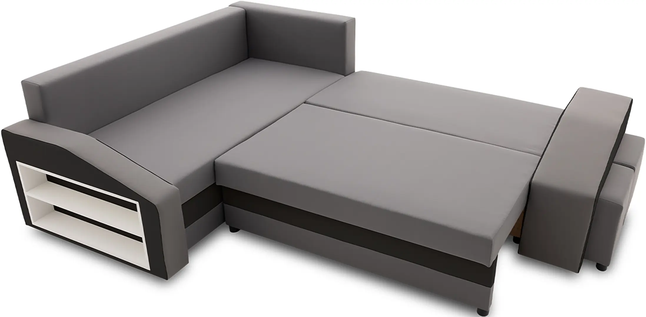 Диван угловой Magnifico Meble Grande Left Shelf/Right Puffs Bonell Mikrofaza 27/Mikrofaza 15 Right (Grey/Black) - 5