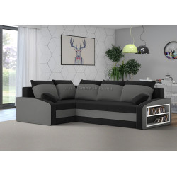 Диван угловой Magnifico Meble Grande Right Shelf Bonell Mikrofaza 15/Mikrofaza 27 Left (Black/Grey)