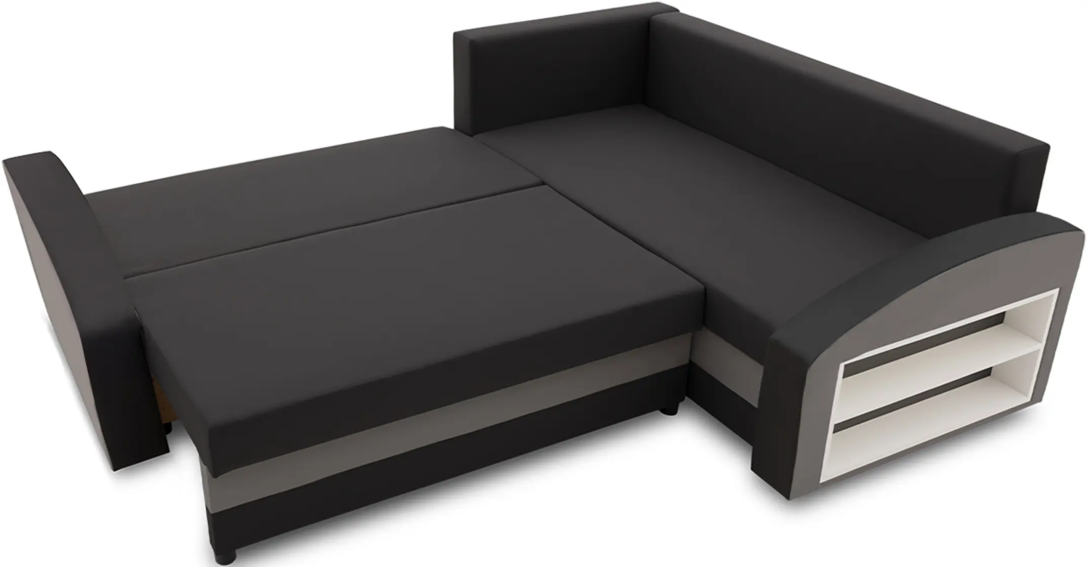 Диван угловой Magnifico Meble Grande Right Shelf Bonell Mikrofaza 15/Mikrofaza 27 Right (Black/Grey)