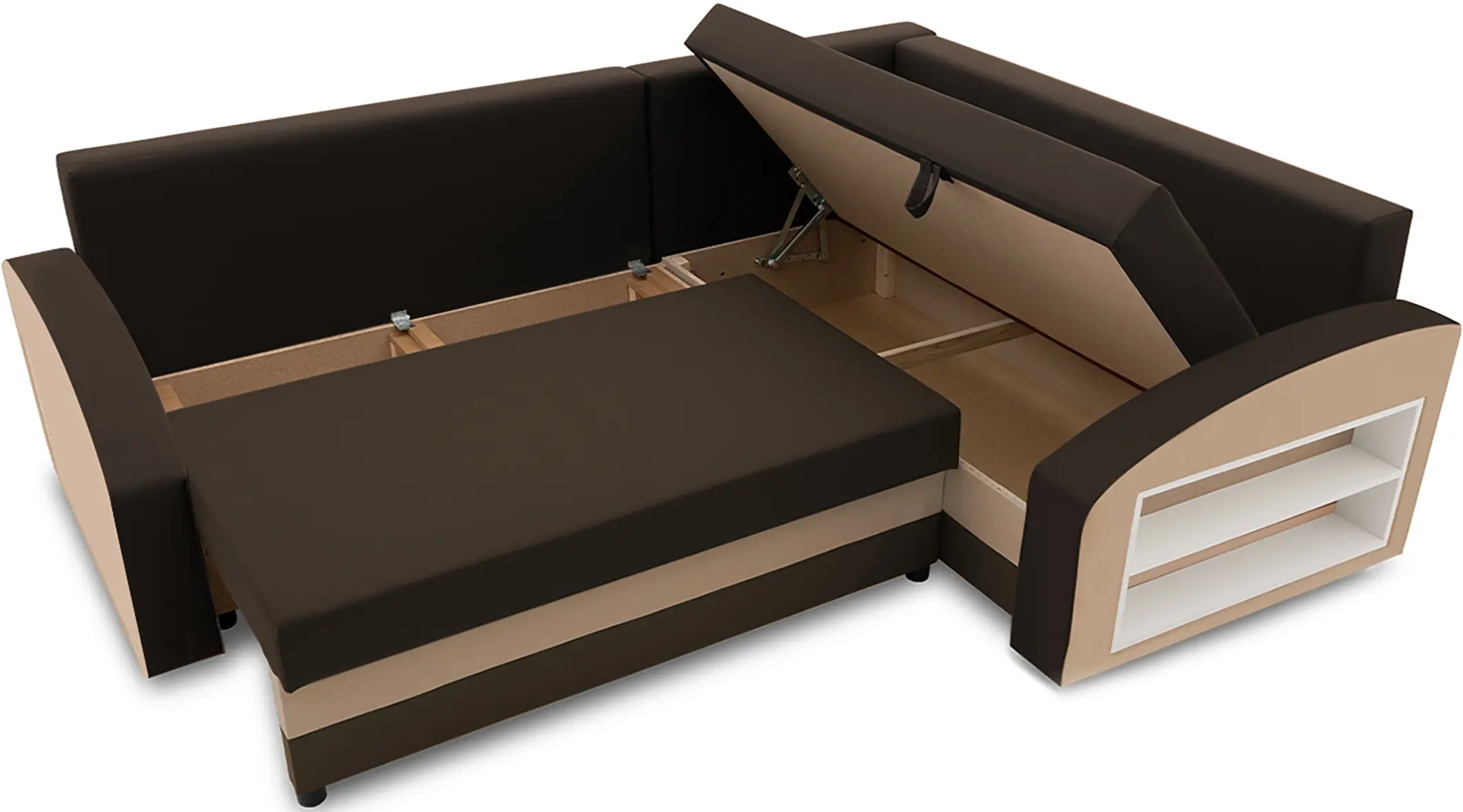 Canapea de colt Magnifico Meble Grande Right Shelf Bonell Mikrofaza 20/Mikrofaza 48 Left (Brown/Cappuccino) - 3