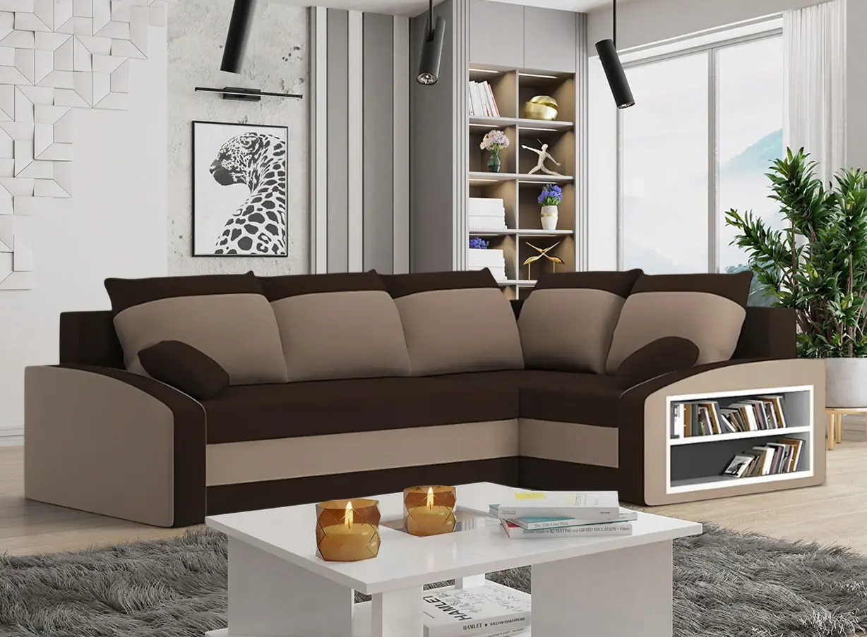 Диван угловой Magnifico Meble Grande Right Shelf Bonell Mikrofaza 20/Mikrofaza 48 Right (Brown/Cappuccino)