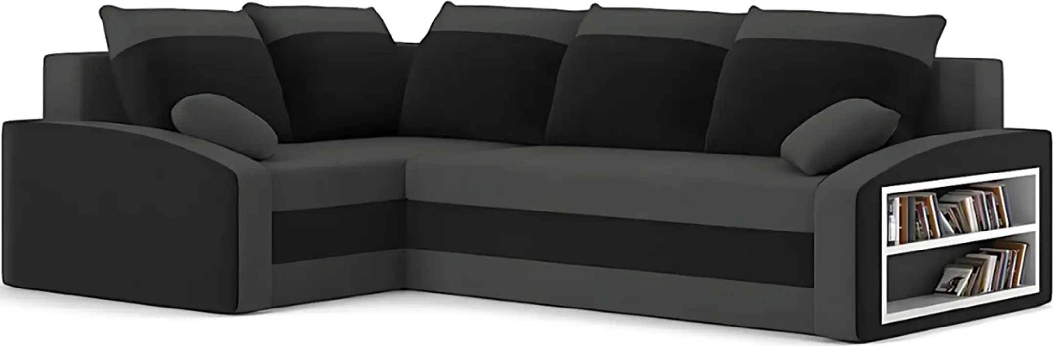 Диван угловой Magnifico Meble Grande Right Shelf Bonell Mikrofaza 27/Mikrofaza 15 Left (Grey/Black)