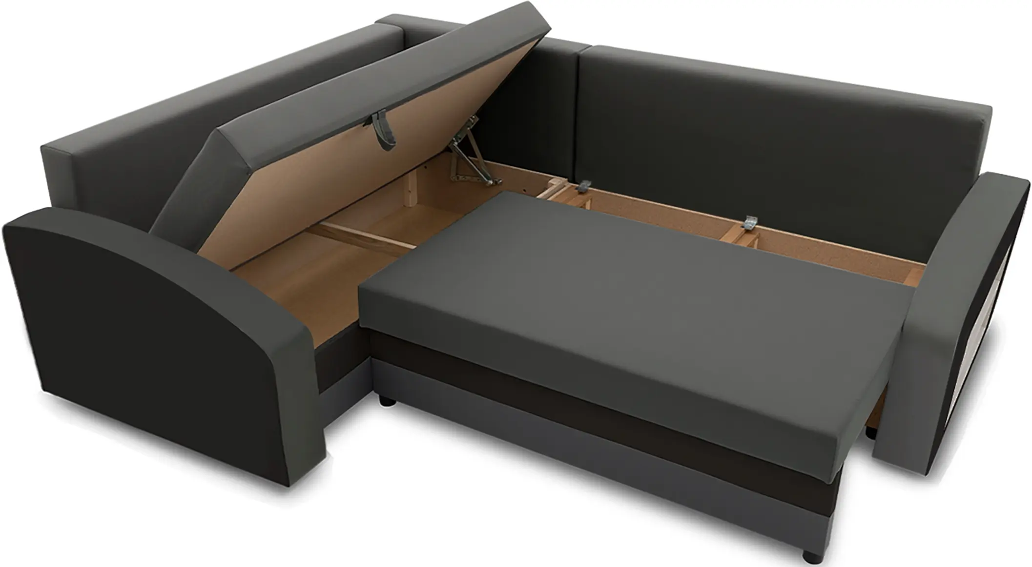 Диван угловой Magnifico Meble Grande Right Shelf Bonell Mikrofaza 27/Mikrofaza 15 Left (Grey/Black)