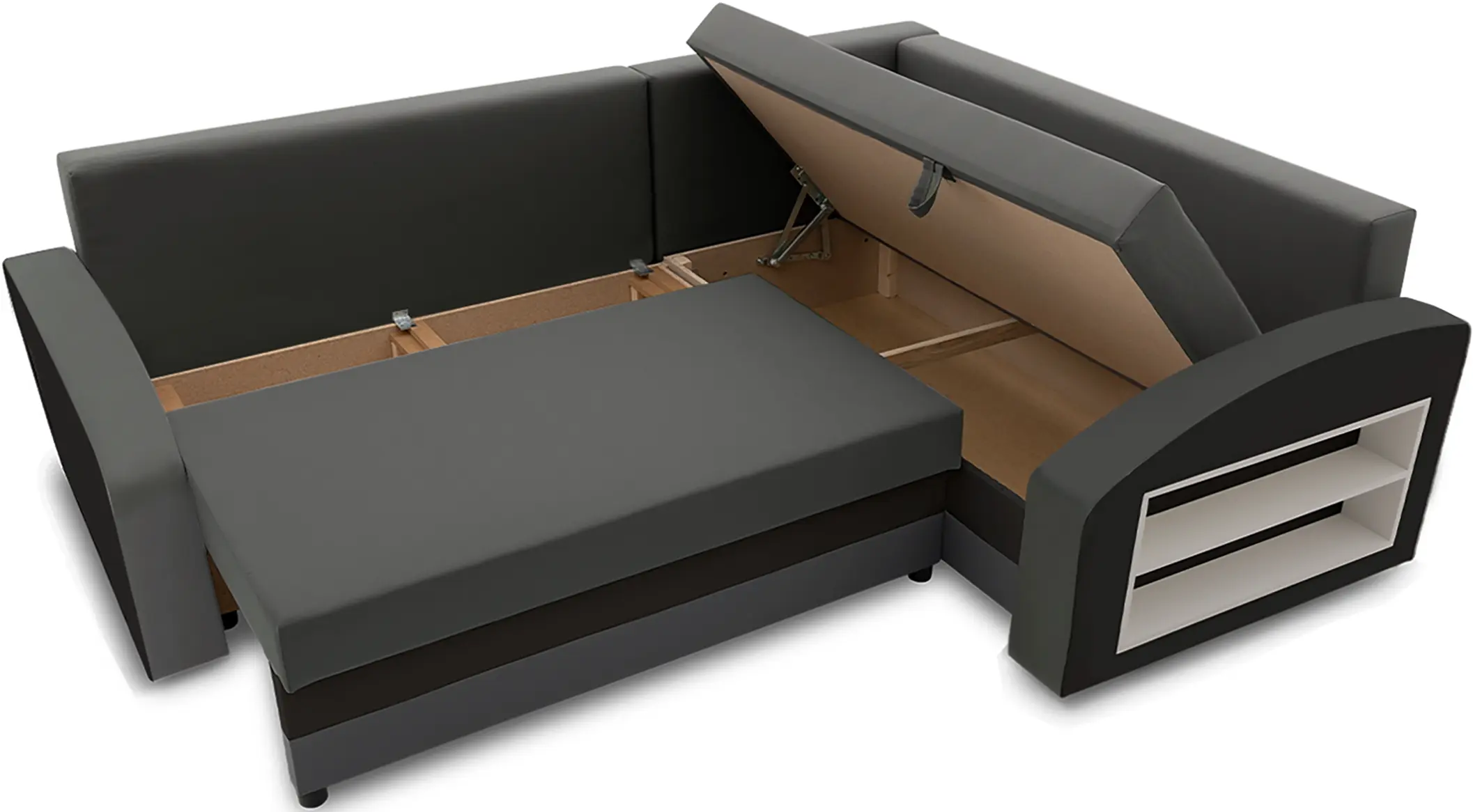 Canapea de colt Magnifico Meble Grande Right Shelf Bonell Mikrofaza 27/Mikrofaza 15 Right (Grey/Black) - 3