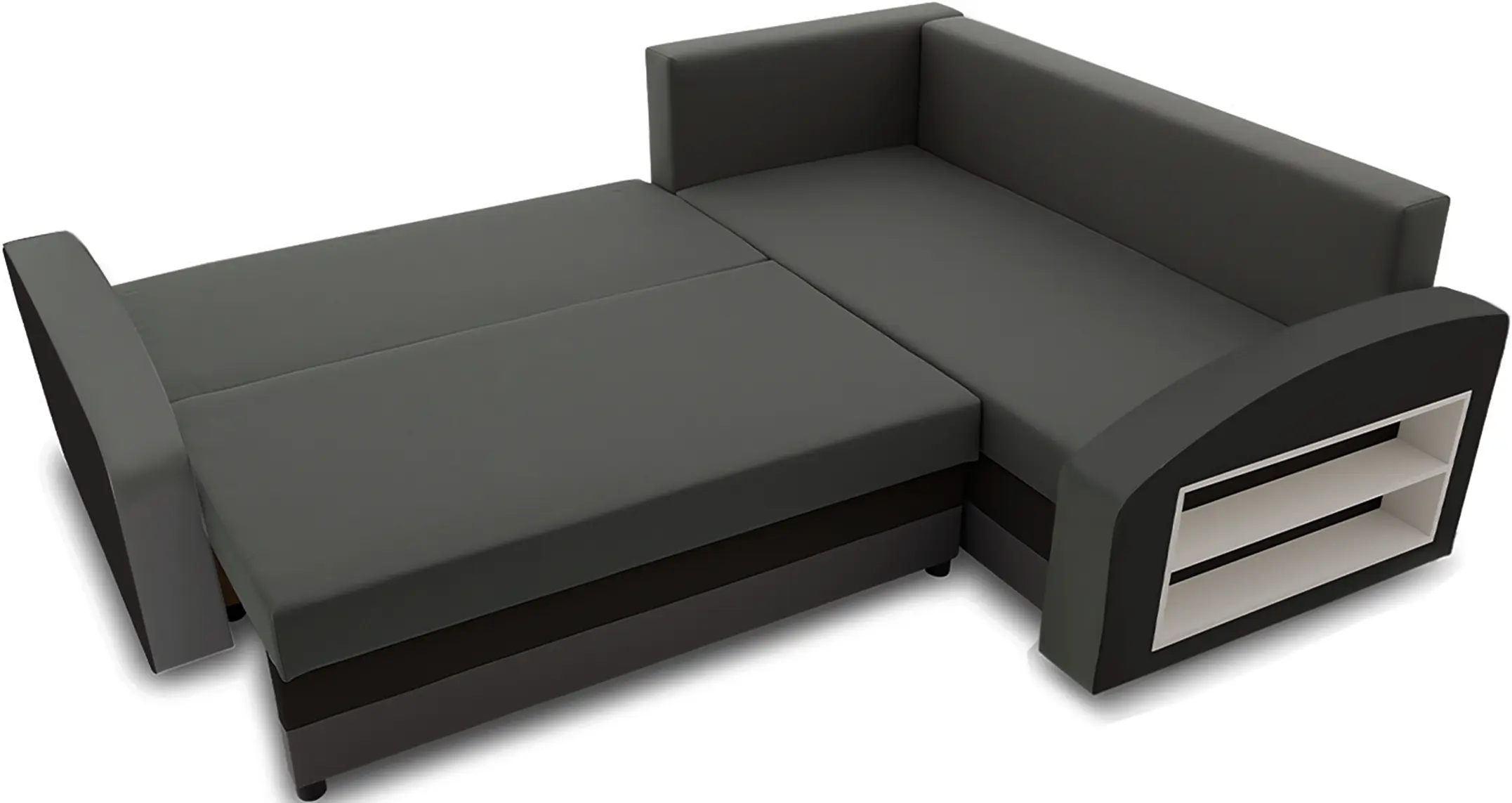 Canapea de colt Magnifico Meble Grande Right Shelf Bonell Mikrofaza 27/Mikrofaza 15 Right (Grey/Black) - 4