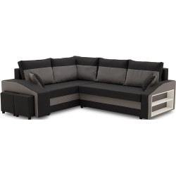 Диван угловой Magnifico Meble Grande Right Shelf/Left Puffs Bonell Mikrofaza 15/Mikrofaza 27 Left (Black/Grey) Thumb