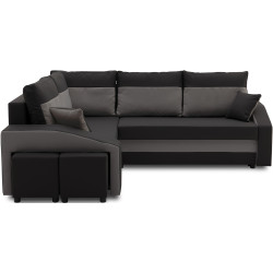 Диван угловой Magnifico Meble Grande Right Shelf/Left Puffs Bonell Mikrofaza 15/Mikrofaza 27 Left (Black/Grey) Thumb