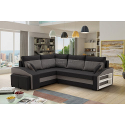 Диван угловой Magnifico Meble Grande Right Shelf/Left Puffs Bonell Mikrofaza 15/Mikrofaza 27 Left (Black/Grey)