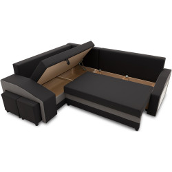 Диван угловой Magnifico Meble Grande Right Shelf/Left Puffs Bonell Mikrofaza 15/Mikrofaza 27 Left (Black/Grey) Thumb