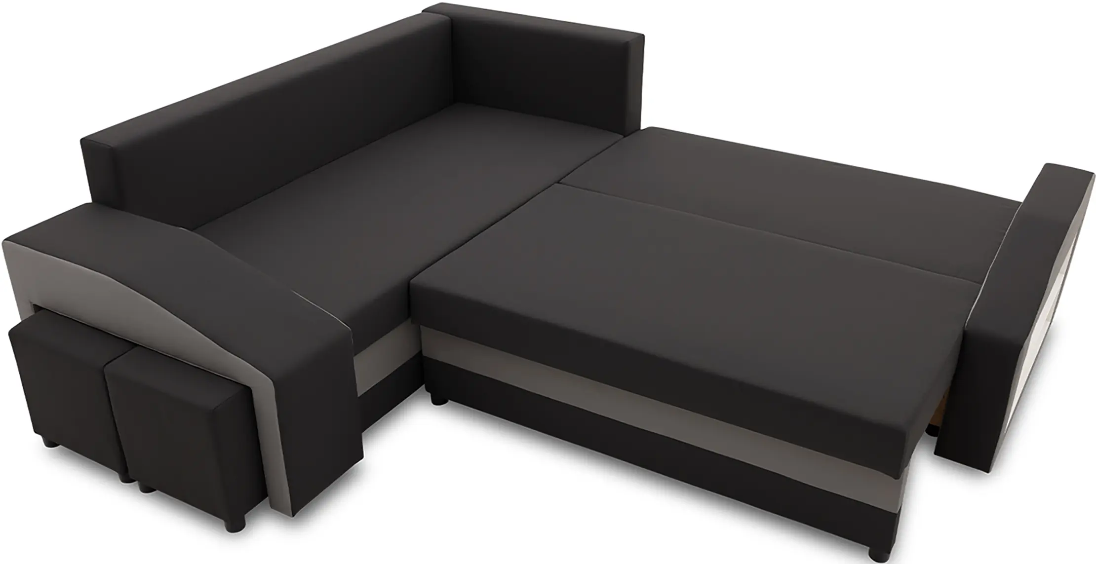 Диван угловой Magnifico Meble Grande Right Shelf/Left Puffs Bonell Mikrofaza 15/Mikrofaza 27 Left (Black/Grey)