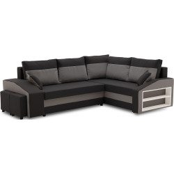 Диван угловой Magnifico Meble Grande Right Shelf/Left Puffs Bonell Mikrofaza 15/Mikrofaza 27 Right (Black/Grey) Thumb