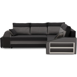 Диван угловой Magnifico Meble Grande Right Shelf/Left Puffs Bonell Mikrofaza 15/Mikrofaza 27 Right (Black/Grey) Thumb