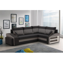 Диван угловой Magnifico Meble Grande Right Shelf/Left Puffs Bonell Mikrofaza 15/Mikrofaza 27 Right (Black/Grey)