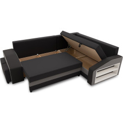 Диван угловой Magnifico Meble Grande Right Shelf/Left Puffs Bonell Mikrofaza 15/Mikrofaza 27 Right (Black/Grey) Thumb