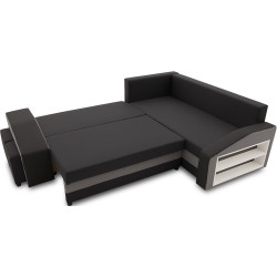 Диван угловой Magnifico Meble Grande Right Shelf/Left Puffs Bonell Mikrofaza 15/Mikrofaza 27 Right (Black/Grey) Thumb