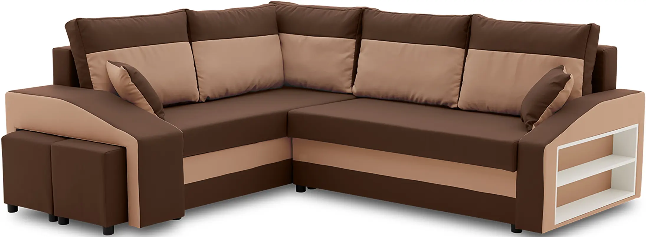 Диван угловой Magnifico Meble Grande Right Shelf/Left Puffs Bonell Mikrofaza 20/Mikrofaza 48 Left (Brown/Cappuccino) - 2