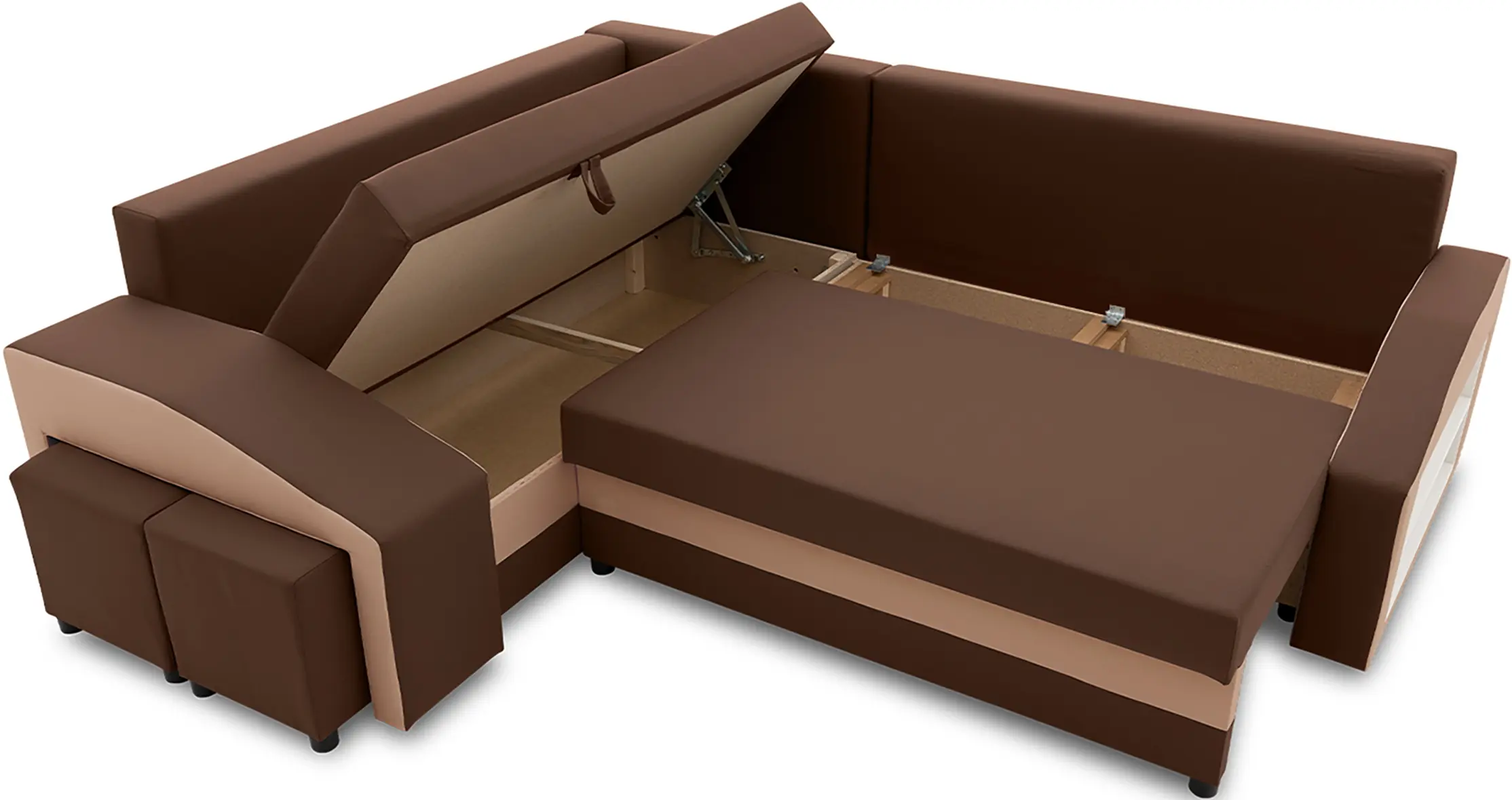 Диван угловой Magnifico Meble Grande Right Shelf/Left Puffs Bonell Mikrofaza 20/Mikrofaza 48 Left (Brown/Cappuccino) - 4