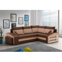 Диван угловой Magnifico Meble Grande Right Shelf/Left Puffs Bonell Mikrofaza 20/Mikrofaza 48 Right (Brown/Cappuccino)