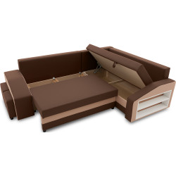 Canapea de colt Magnifico Meble Grande Right Shelf/Left Puffs Bonell Mikrofaza 20/Mikrofaza 48 Right (Brown/Cappuccino) Thumb