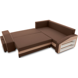 Canapea de colt Magnifico Meble Grande Right Shelf/Left Puffs Bonell Mikrofaza 20/Mikrofaza 48 Right (Brown/Cappuccino) Thumb