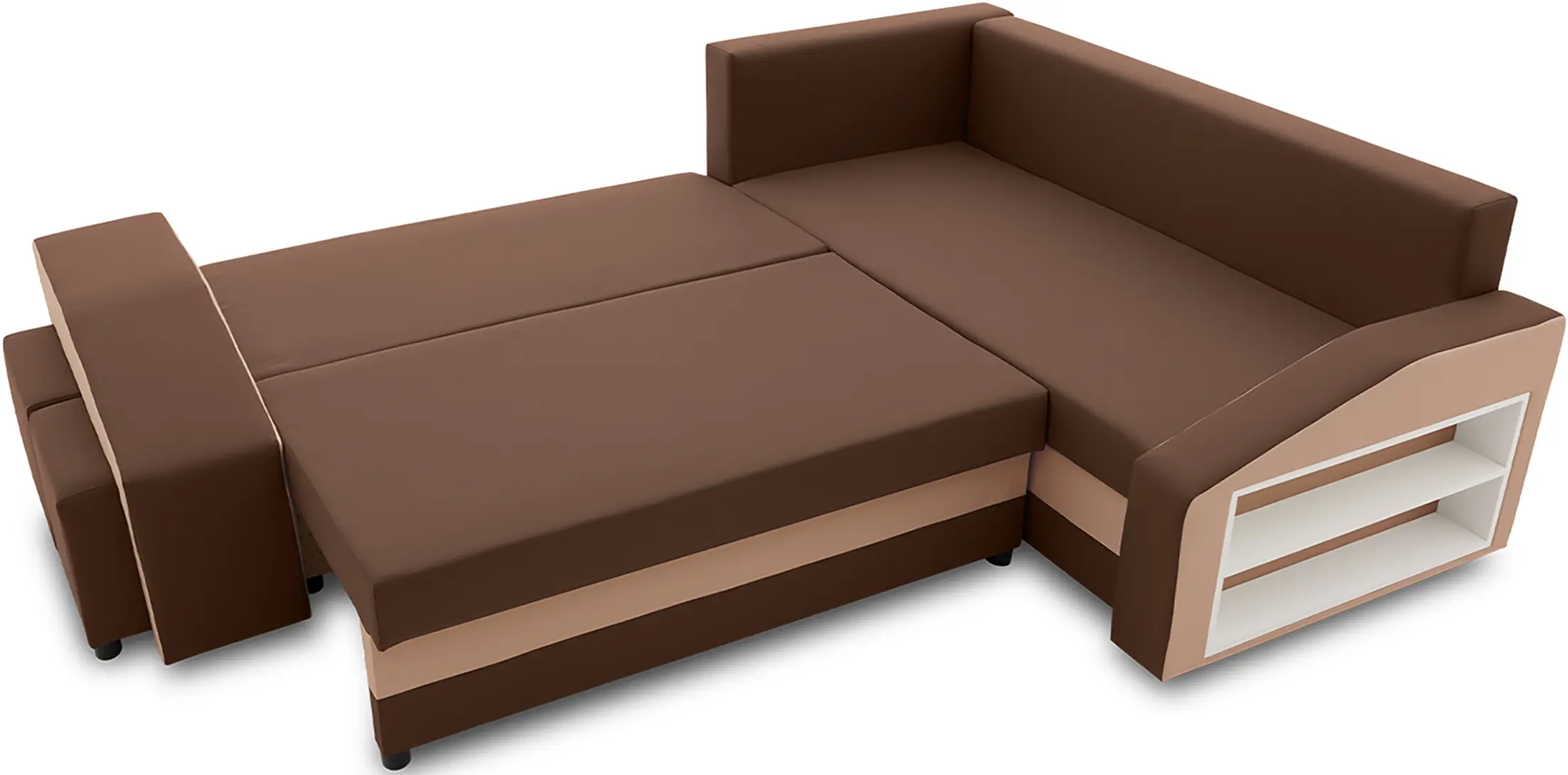 Canapea de colt Magnifico Meble Grande Right Shelf/Left Puffs Bonell Mikrofaza 20/Mikrofaza 48 Right (Brown/Cappuccino) - 5