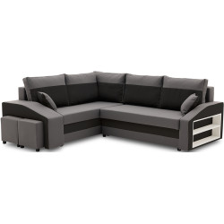 Диван угловой Magnifico Meble Grande Right Shelf/Left Puffs Bonell Mikrofaza 27/Mikrofaza 15 Left (Grey/Black) Thumb