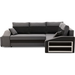 Диван угловой Magnifico Meble Grande Right Shelf/Left Puffs Bonell Mikrofaza 27/Mikrofaza 15 Left (Grey/Black) Thumb