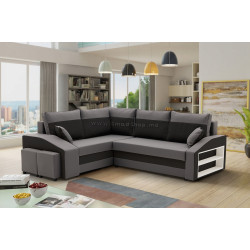 Диван угловой Magnifico Meble Grande Right Shelf/Left Puffs Bonell Mikrofaza 27/Mikrofaza 15 Left (Grey/Black)