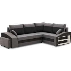 Диван угловой Magnifico Meble Grande Right Shelf/Left Puffs Bonell Mikrofaza 27/Mikrofaza 15 Right (Grey/Black) Thumb