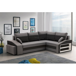 Диван угловой Magnifico Meble Grande Right Shelf/Left Puffs Bonell Mikrofaza 27/Mikrofaza 15 Right (Grey/Black)