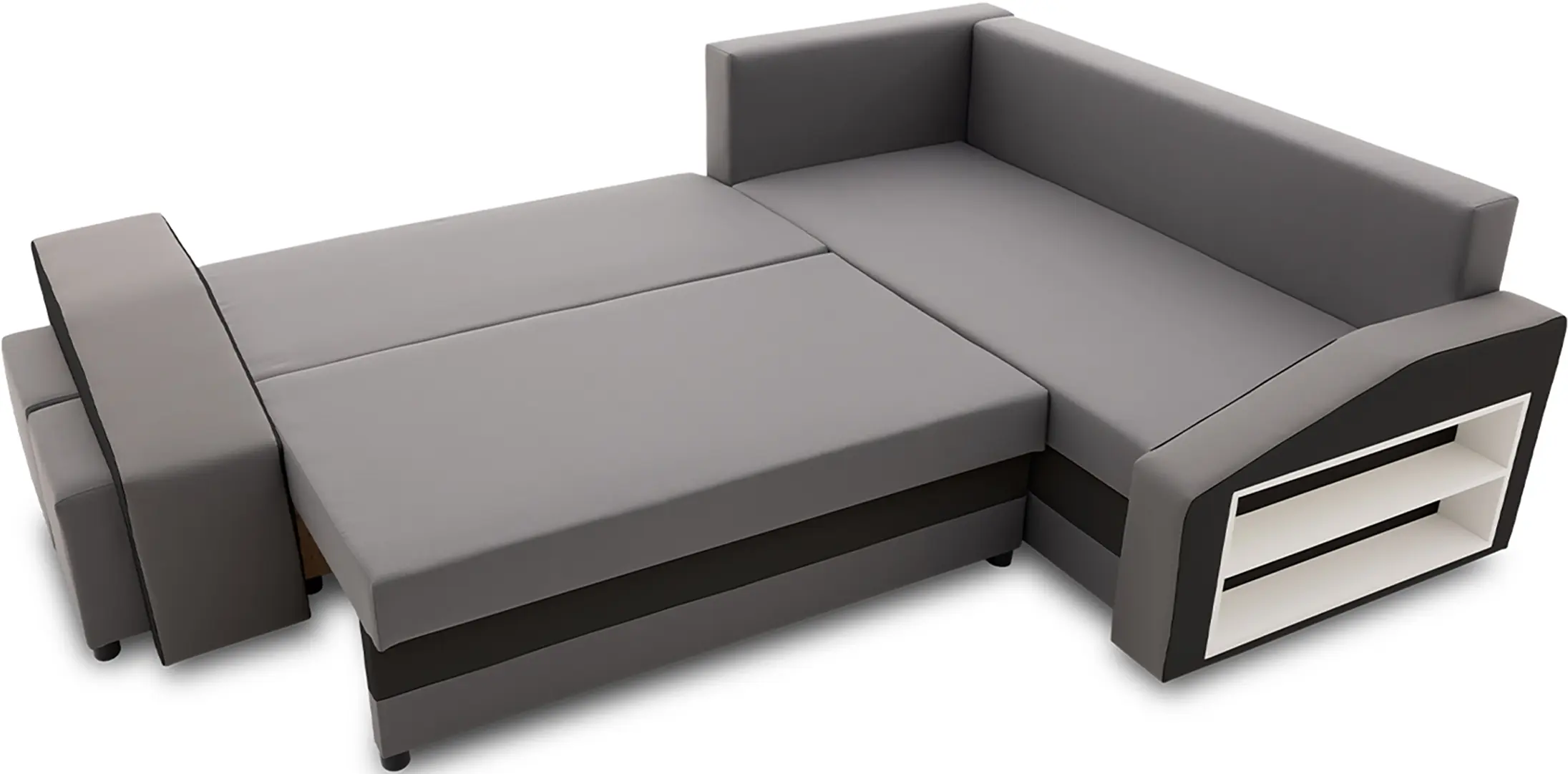 Диван угловой Magnifico Meble Grande Right Shelf/Left Puffs Bonell Mikrofaza 27/Mikrofaza 15 Right (Grey/Black) - 5