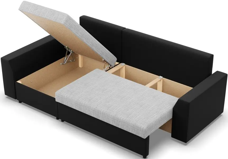 Диван угловой Magnifico Meble Lugo LL Lawa 9/Real 11 Left (Light Grey/Black)