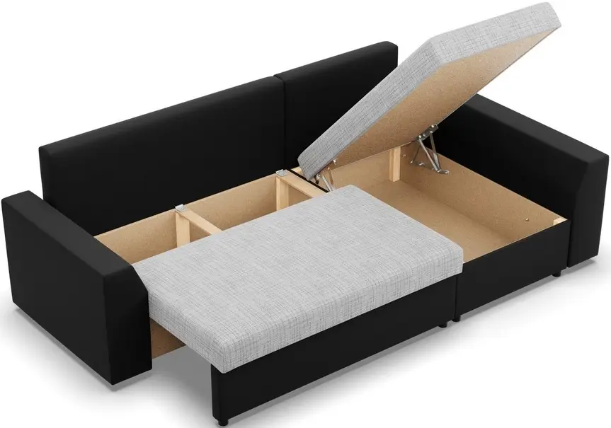 Диван угловой Magnifico Meble Lugo LL Lawa 9/Real 11 Right (Light Grey/Black)