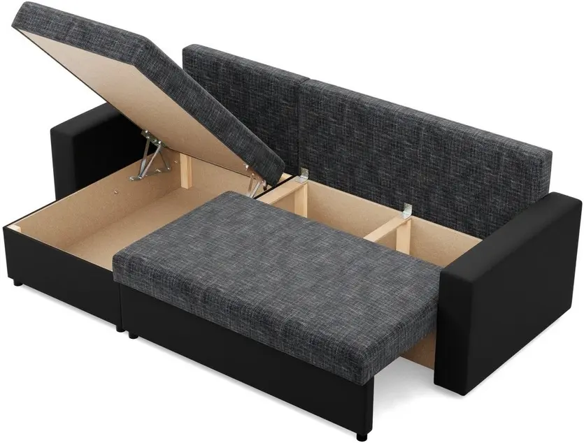 Canapea de colt Magnifico Meble Luna LL Lawa 17/Real 11 Left (Dark Grey/Black) - 4