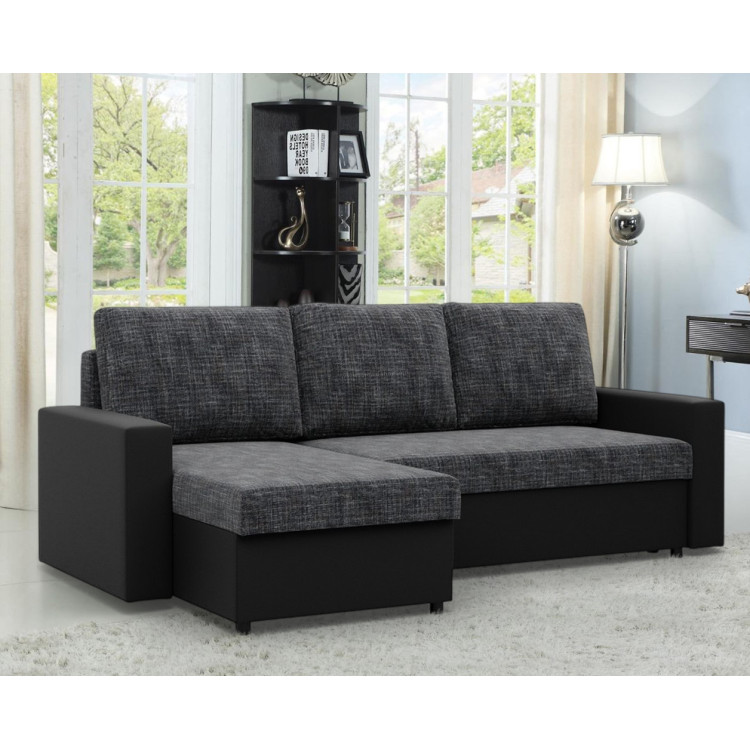 Canapea de colt Magnifico Meble Luna LL Lawa 17/Real 11 Left (Dark Grey/Black)