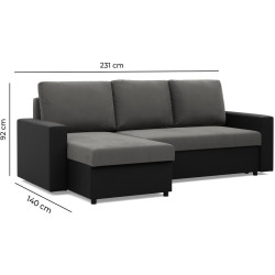 Диван угловой Magnifico Meble Luna LL Lawa 9/Real 11 Left (Light Grey/Black) Thumb