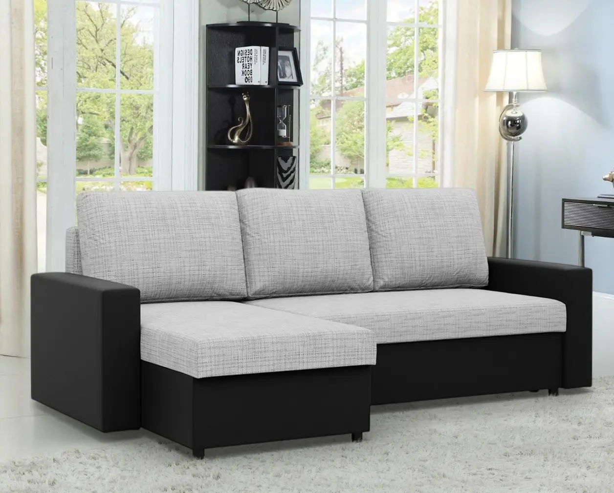 Диван угловой Magnifico Meble Luna LL Lawa 9/Real 11 Left (Light Grey/Black)