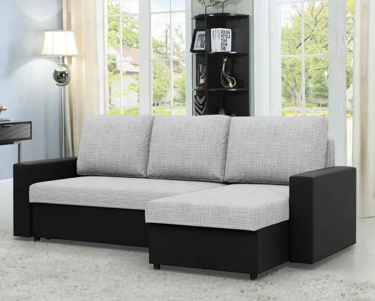 Диван угловой Magnifico Meble Luna LL Lawa 9/Real 11 Right (Light Grey/Black)