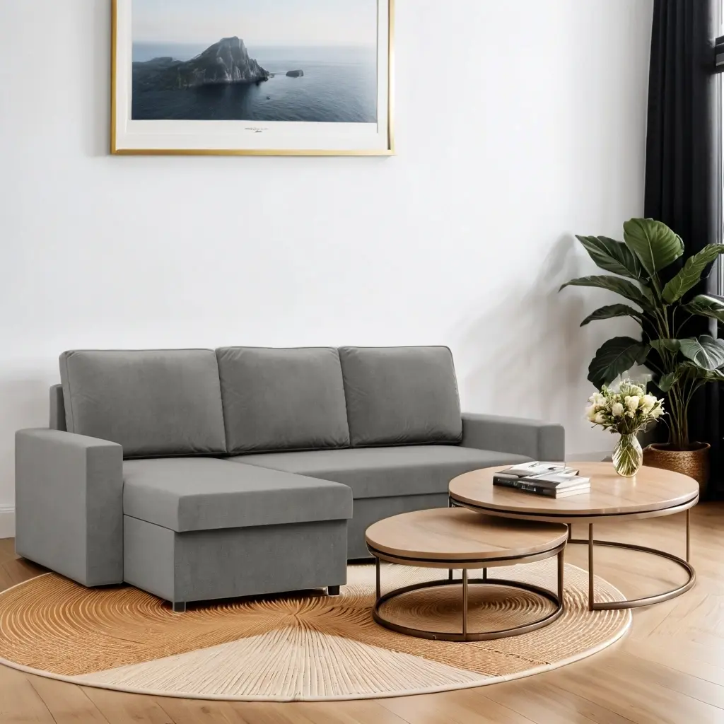 Canapea de colt Magnifico Meble Neo LL Straight Bonell Kronos 15 (Light Grey)