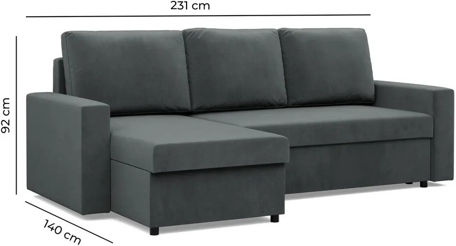 Диван угловой Magnifico Meble Neo LL Straight Bonell Poso 022 (Dark Grey)