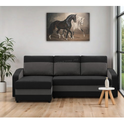 Canapea de colt Magnifico Meble Orion LL Bonell Mikrofaza 15/Mikrofaza 27 Left (Black/Grey)