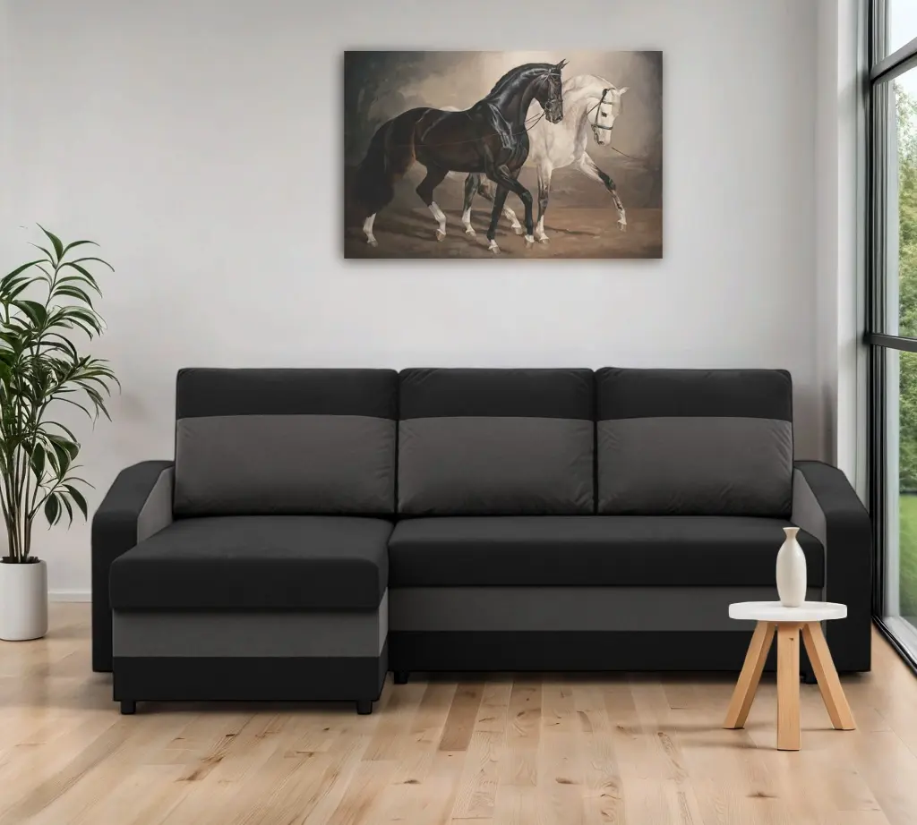 Диван угловой Magnifico Meble Orion LL Bonell Mikrofaza 15/Mikrofaza 27 Left (Black/Grey)