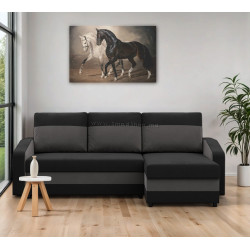 Canapea de colt Magnifico Meble Orion LL Bonell Mikrofaza 15/Mikrofaza 27 Right (Black/Grey)