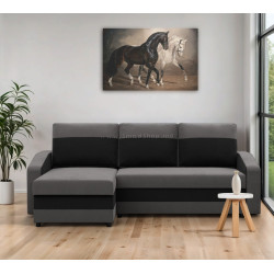 Canapea de colt Magnifico Meble Orion LL Bonell Mikrofaza 27/Mikrofaza 15 Left (Grey/Black)