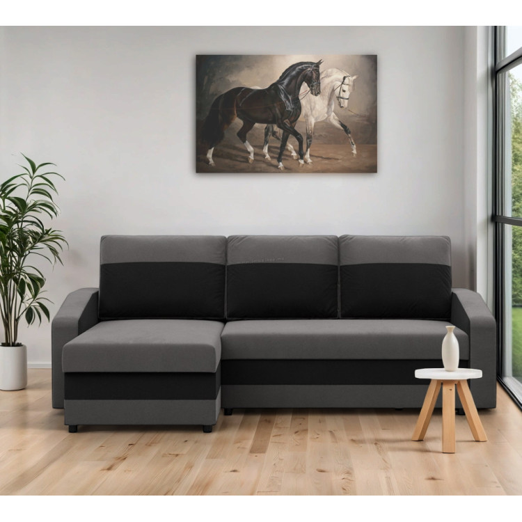Canapea de colt Magnifico Meble Orion LL Bonell Mikrofaza 27/Mikrofaza 15 Left (Grey/Black)